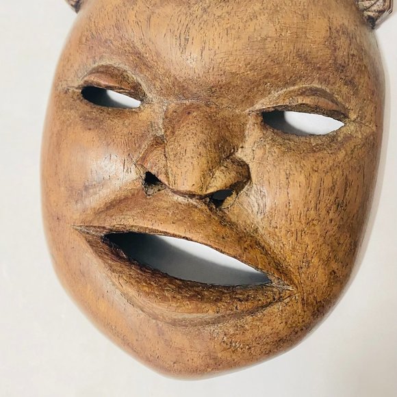 Authentic AFRICART Guro Mask with horns and Seated Divinity 10" Made in Malawi. - Picture 10 of 16